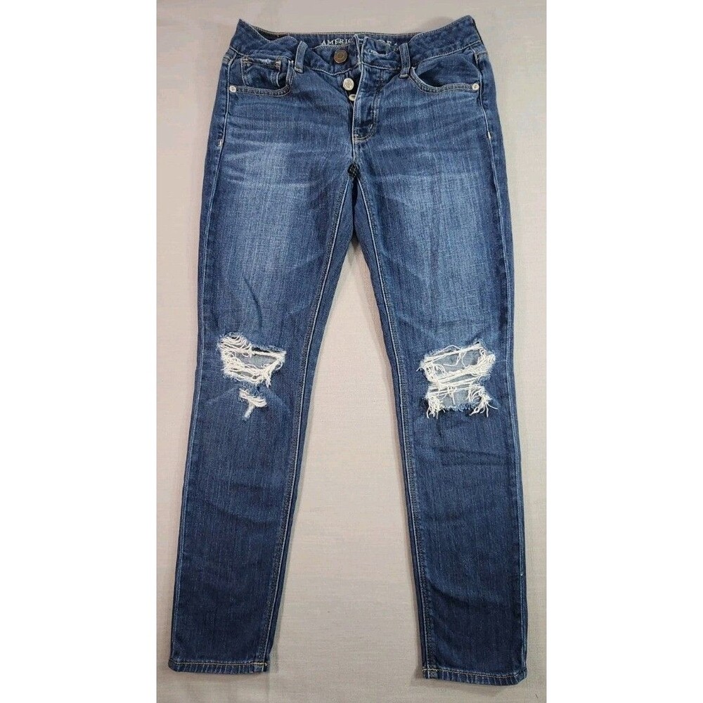 American Eagle Outfitters Distressed Denim Jeans Size 0R Blue